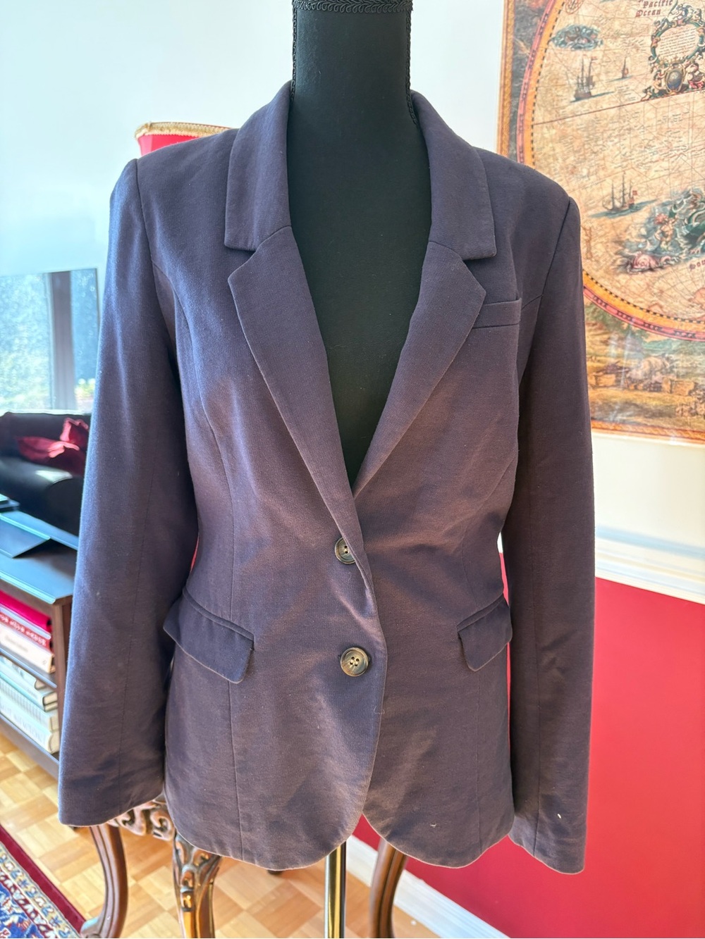 H&M Navy Single-Breasted Tailored Blazer
